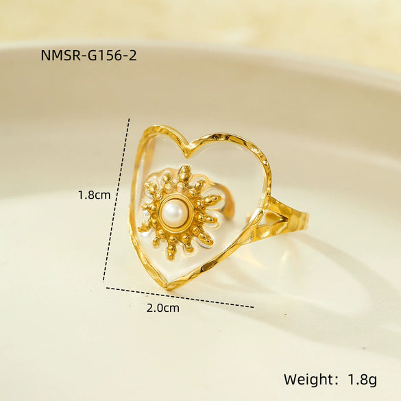 Stainless Steel Women's Ring With Flower Pattern And Electroplating Light Luxury Style