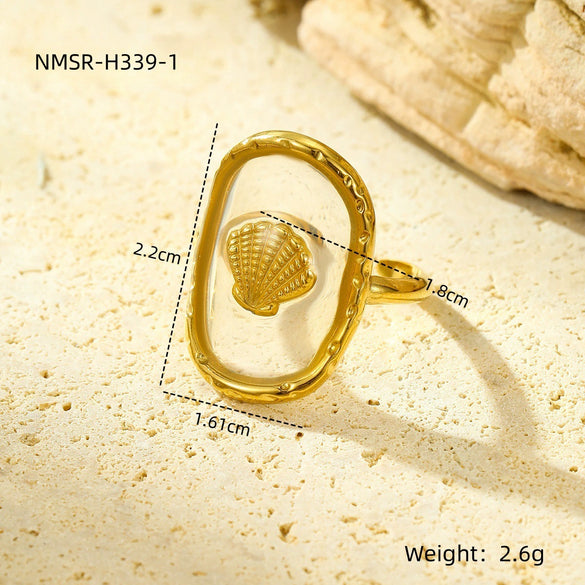 Stainless Steel Women's Ring With Flower Pattern And Electroplating Light Luxury Style