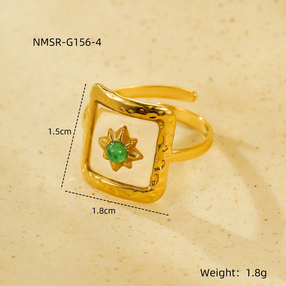 Stainless Steel Women's Ring With Flower Pattern And Electroplating Light Luxury Style