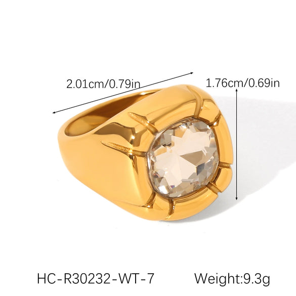 Stainless Steel Women's Rings Inlaid With Zircon Geometric Style Jewelry