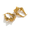 Stainless Steel Women's Spring Cshaped Bamboo Twist Water Drop Asymmetry Pendant Earrings Jewelry Accessories Electroplated