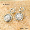 Stainless Steel Women's Square Hollow Round Pearl Pendant Earrings With Electroplating