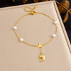 Stainless Steel Women's Stacked Doublelayer Chain Pendant Anklet With Star Pattern