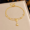 Stainless Steel Women's Stacked Doublelayer Chain Pendant Anklet With Star Pattern