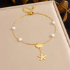 Stainless Steel Women's Stacked Doublelayer Chain Pendant Anklet With Star Pattern