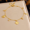 Stainless Steel Women's Stacked Doublelayer Chain Pendant Anklet With Star Pattern