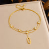 Stainless Steel Women's Stacked Doublelayer Chain Pendant Anklet With Star Pattern