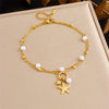 Stainless Steel Women's Stacked Doublelayer Chain Pendant Anklet With Star Pattern