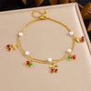 Stainless Steel Women's Stacked Doublelayer Chain Pendant Anklet With Star Pattern
