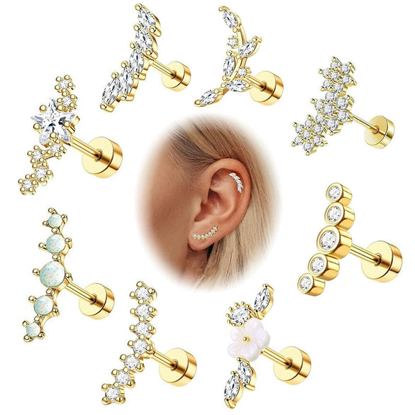 Stainless Steel Women's Star Shape Earrings With 14K Real Gold Plating