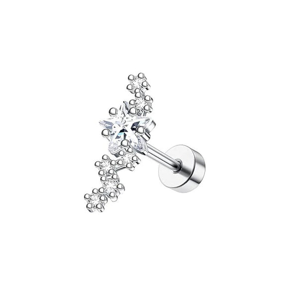 Stainless Steel Women's Star Shape Earrings With 14K Real Gold Plating