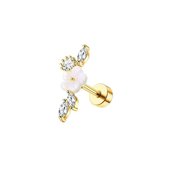 Stainless Steel Women's Star Shape Earrings With 14K Real Gold Plating