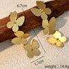 Stainless Steel Women's Vintage Minimalist Geometric Butterfly Tassel Electroplated Earrings