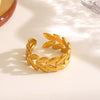 Stainless Steel Women's Wheat Ear Ring With 18K Goldplated Electroplating In Plants And Flowers Style