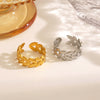 Stainless Steel Women's Wheat Ear Ring With 18K Goldplated Electroplating In Plants And Flowers Style