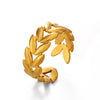 Stainless Steel Women's Wheat Ear Ring With 18K Goldplated Electroplating In Plants And Flowers Style
