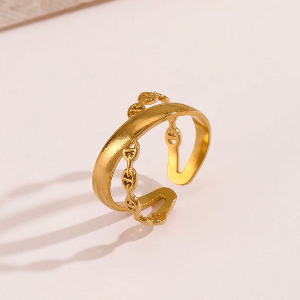 Stainless Steel Xshaped Ring Electroplated Geometric Style For Women