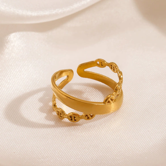 Stainless Steel Xshaped Ring Electroplated Geometric Style For Women