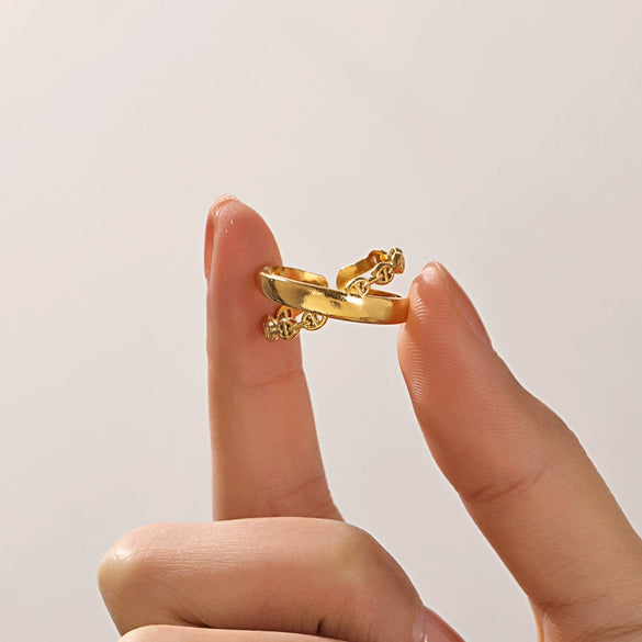 Stainless Steel Xshaped Ring Electroplated Geometric Style For Women