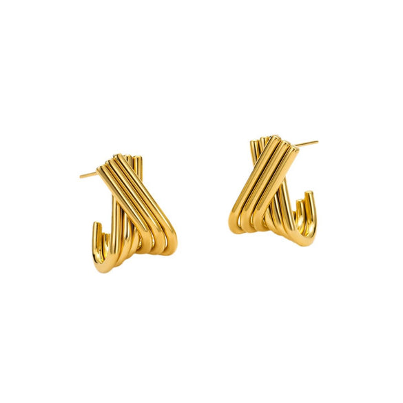 Stainless Steel Xshaped Vintage Earrings With Electroplating Treatment For Women