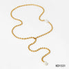 Stainless Steel Y Shaped Tassel Necklace With Geometric Pattern Round Bead Electroplated Women's Long Style