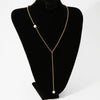 Stainless Steel Y Shaped Tassel Necklace With Geometric Pattern Round Bead Electroplated Women's Long Style