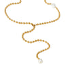 Stainless Steel Y Shaped Tassel Necklace With Geometric Pattern Round Bead Electroplated Women's Long Style