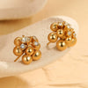 Stainless Steel Zircon Beads Geometric Flower Earrings With Electroplating For Women Fashion Style