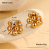 Stainless Steel Zircon Beads Geometric Flower Earrings With Electroplating For Women Fashion Style