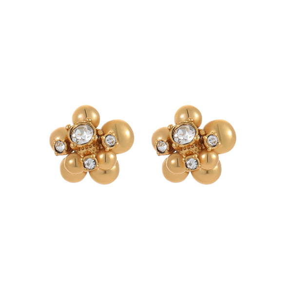 Stainless Steel Zircon Beads Geometric Flower Earrings With Electroplating For Women Fashion Style