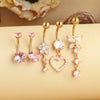 Stainless Steel Zircon Belly Button Ring And Nail Set With Star Pattern And Rose Gold Electroplating