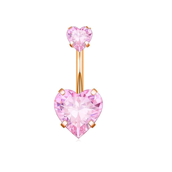 Stainless Steel Zircon Belly Button Ring And Nail Set With Star Pattern And Rose Gold Electroplating