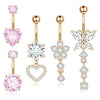 Stainless Steel Zircon Belly Button Ring And Nail Set With Star Pattern And Rose Gold Electroplating