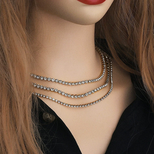 Stainless Steel Zircon Claw Chain Jewelry Necklace Bracelet Accessories