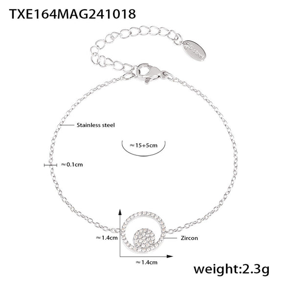 Stainless Steel Zircon Double Round Set Jewelry With Electroplating For Women Minimalist Style