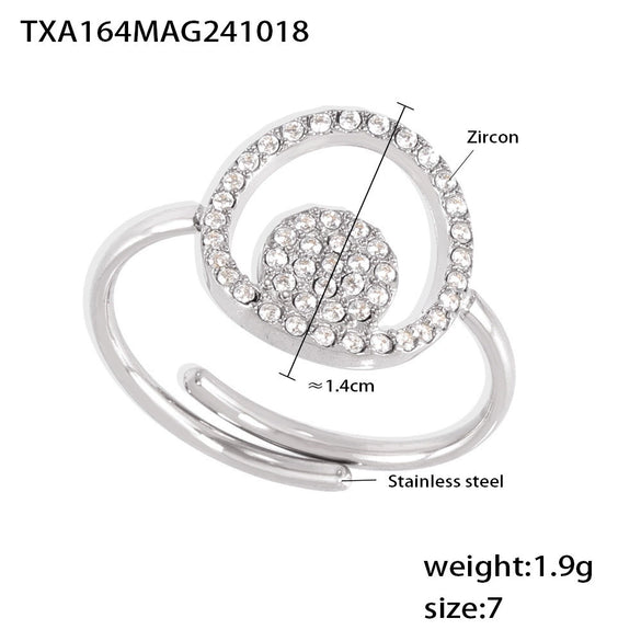 Stainless Steel Zircon Double Round Set Jewelry With Electroplating For Women Minimalist Style