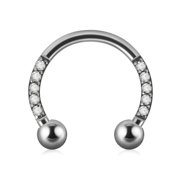 Stainless Steel Zircon Electroplated Gold Carved Inlaid Ushaped Earrings Nose Ring Ear Bone Ring