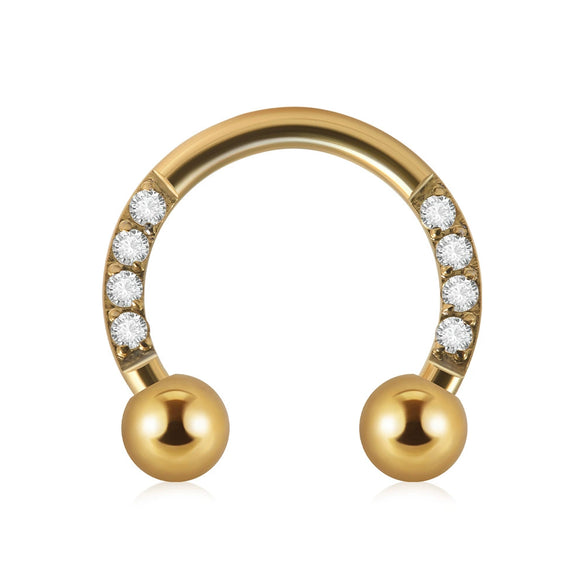 Stainless Steel Zircon Electroplated Gold Carved Inlaid Ushaped Earrings Nose Ring Ear Bone Ring