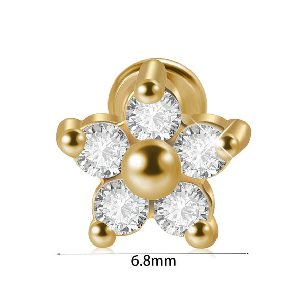 Stainless Steel Zircon Electroplated Heart Pattern Inner Tooth Lip Nail Snake Leaf Earrings