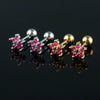 Stainless Steel Zircon Five Petal Flower Cartilage Stud Earrings Simple Compact Geometric Piercing Earrings For Unisex