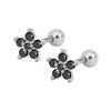 Stainless Steel Zircon Five Petal Flower Cartilage Stud Earrings Simple Compact Geometric Piercing Earrings For Unisex