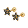 Stainless Steel Zircon Five Petal Flower Cartilage Stud Earrings Simple Compact Geometric Piercing Earrings For Unisex