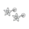 Stainless Steel Zircon Five Petal Flower Cartilage Stud Earrings Simple Compact Geometric Piercing Earrings For Unisex