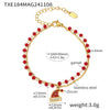 316L Stainless Steel Zircon Garnet Christmas Hat Pendant Necklace Bracelet Set Electroplated Light Luxury Women's Jewelry