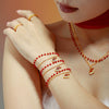 316L Stainless Steel Zircon Garnet Christmas Hat Pendant Necklace Bracelet Set Electroplated Light Luxury Women's Jewelry