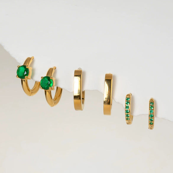 Stainless Steel Zircon Geometric Earrings Electroplated