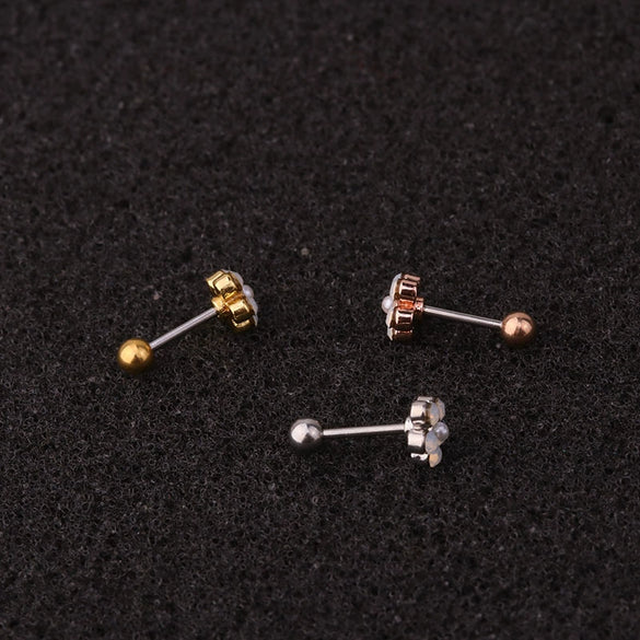 Stainless Steel Zircon Inlaid Women's Geometric Handmade Earrings
