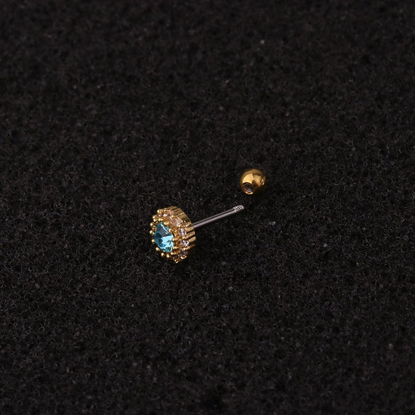 Stainless Steel Zircon Inlaid Women's Geometric Handmade Earrings