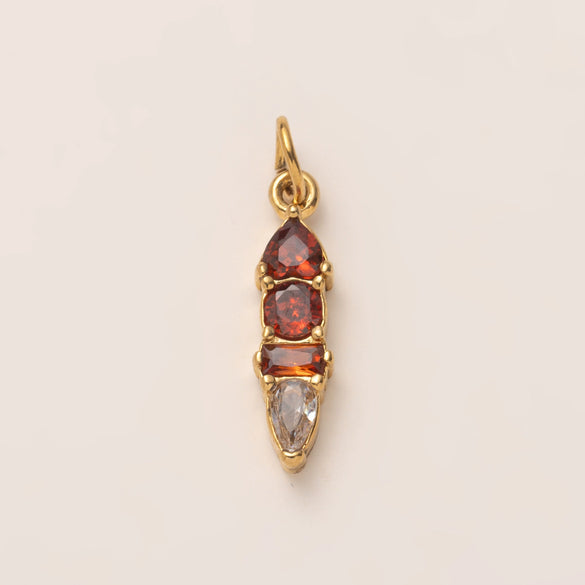 Stainless Steel Zircon Necklace Pendant With Vacuum Electroplated 18K Gold For December Birthstone Or Valentine's Day
