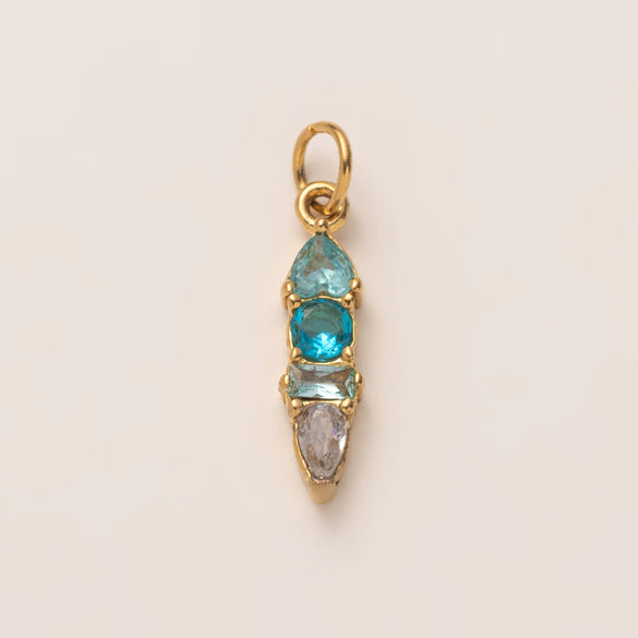 Stainless Steel Zircon Necklace Pendant With Vacuum Electroplated 18K Gold For December Birthstone Or Valentine's Day